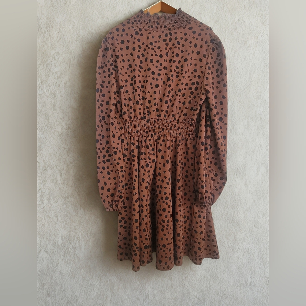 SHEIN Clasi Plus Dalmatian Print Lantern Sleeve Dress